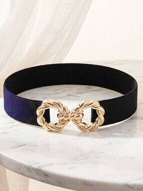 Ladies Stylish Stretch Navy Blue Stretch Belt (31.5 Inches)